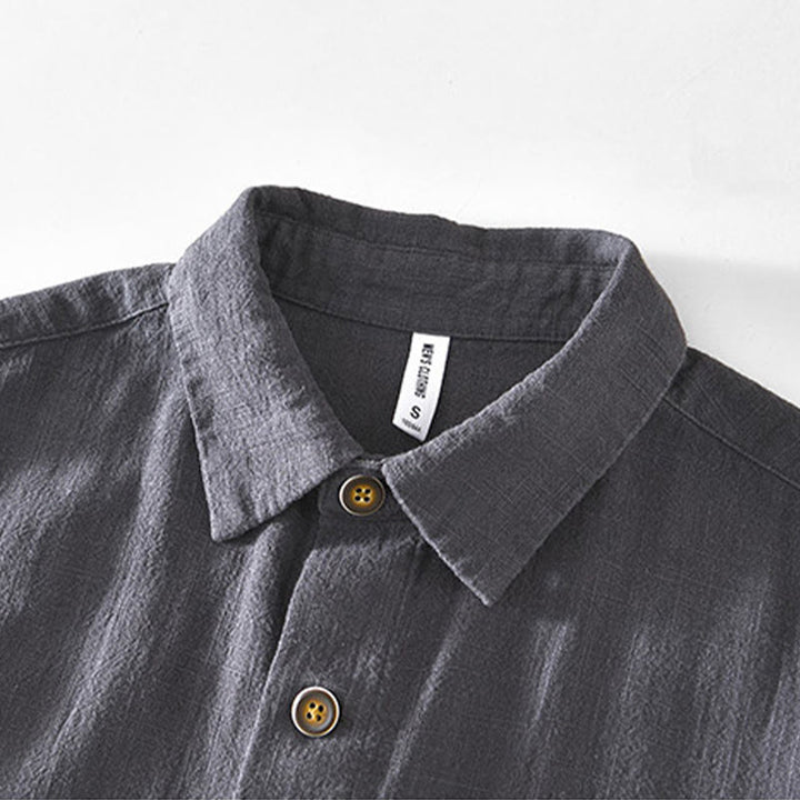 Buddha Stones Commute – Schlichtes, einfaches Knopfdesign – Langärmlige Ramie-Leinenjacke für Herren mit Taschen - image 19