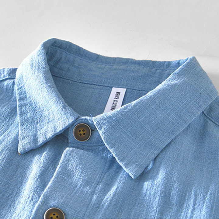 Buddha Stones Commute – Schlichtes, einfaches Knopfdesign – Langärmlige Ramie-Leinenjacke für Herren mit Taschen - image 12