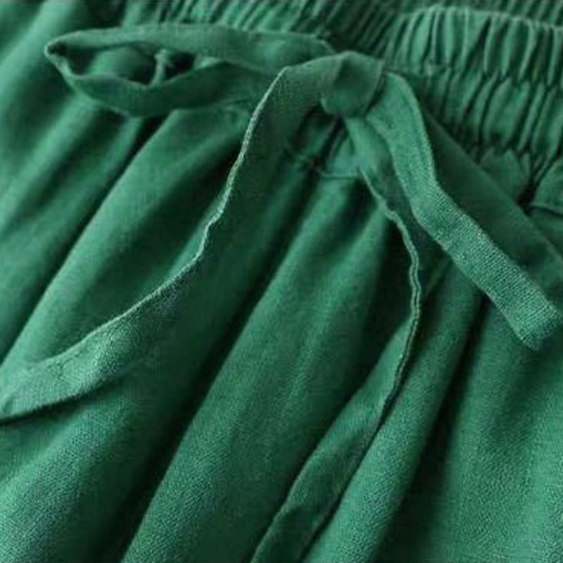 Buddha Stones – Lässige Hose mit hoher Taille, Schnürung und weitem Bein und Taschen - image 13