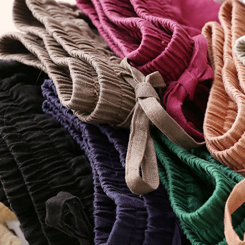 Buddha Stones – Lässige Hose mit hoher Taille, Schnürung und weitem Bein und Taschen - image 31