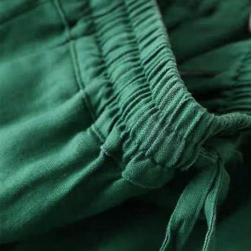 Buddha Stones – Lässige Hose mit hoher Taille, Schnürung und weitem Bein und Taschen - image 11