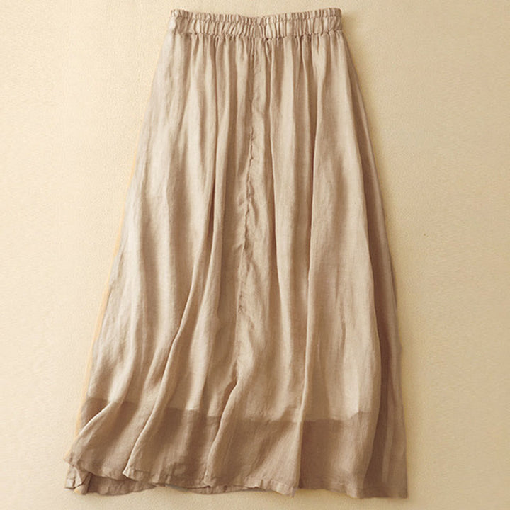 Buddha Stones, ethnisches Vintage-Stickerei-Knopf-Design, Damen-Baumwoll-Leinen-Rock in 7–8 Länge - image 11