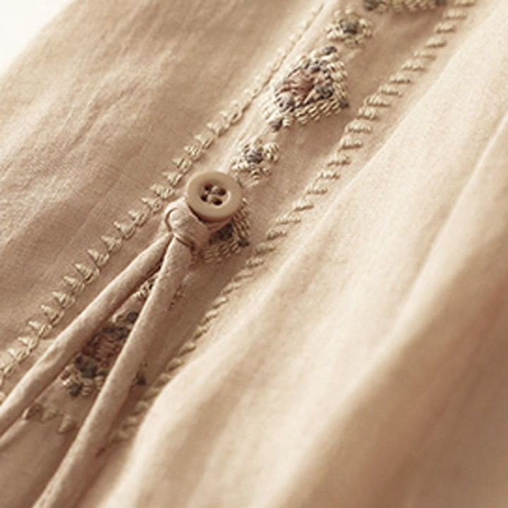 Buddha Stones, ethnisches Vintage-Stickerei-Knopf-Design, Damen-Baumwoll-Leinen-Rock in 7–8 Länge - image 10