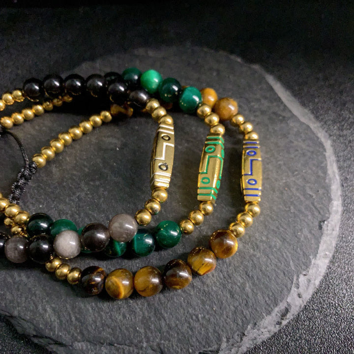 Buddha Stones Niedliches Knochenmuster Tigerauge Mut Perlen Armband - image 14