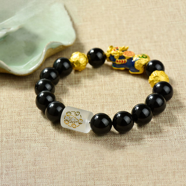 Buddha Stones , Fengshui, Kupfer, Pixiu, Regenbogen-Obsidian-Perlen, Reichtum-Armband - image 2