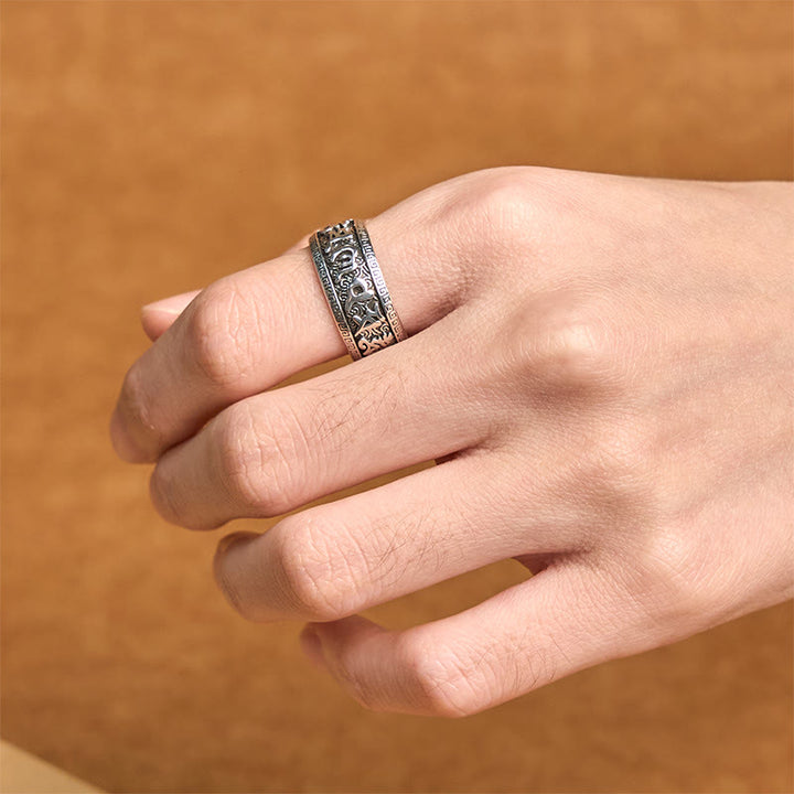 Buddha Stones Om Mani Padme Hum Kupfer Verstellbarer Reichtumsring - image 4