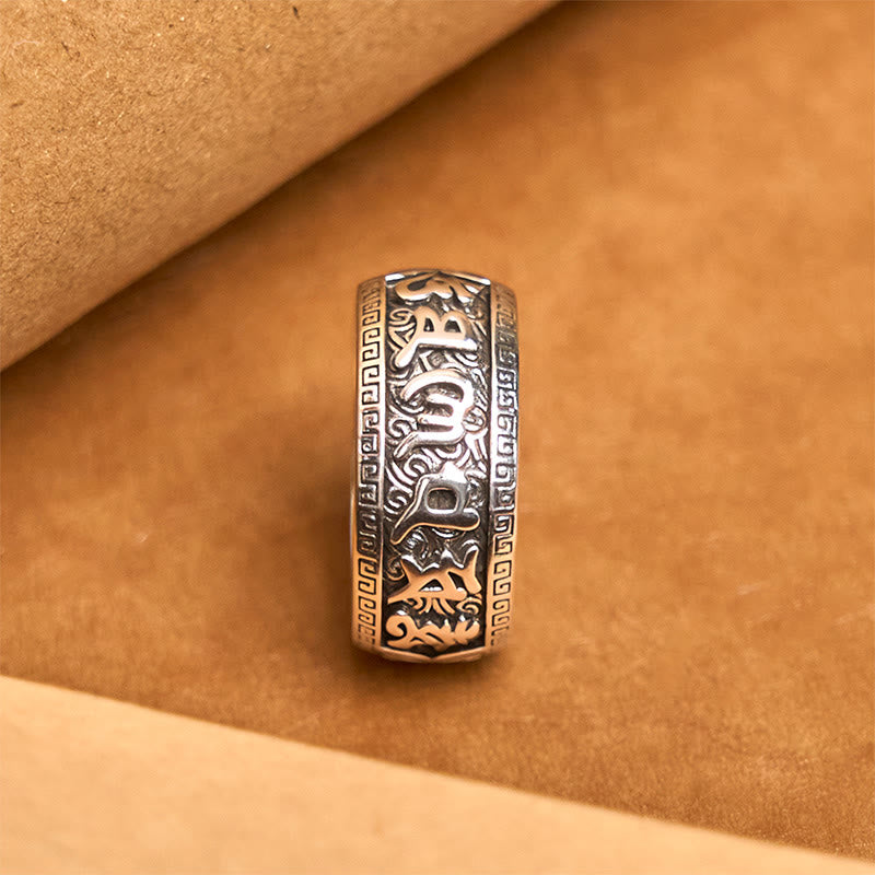 Buddha Stones Om Mani Padme Hum Kupfer Verstellbarer Reichtumsring - image 3