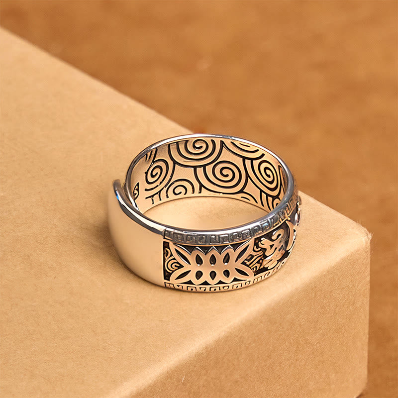 Buddha Stones Om Mani Padme Hum Kupfer Verstellbarer Reichtumsring - image 2