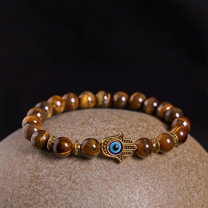 Buddha Stones Tiger Eye Beads Evil Eye Courage Armband - image 2