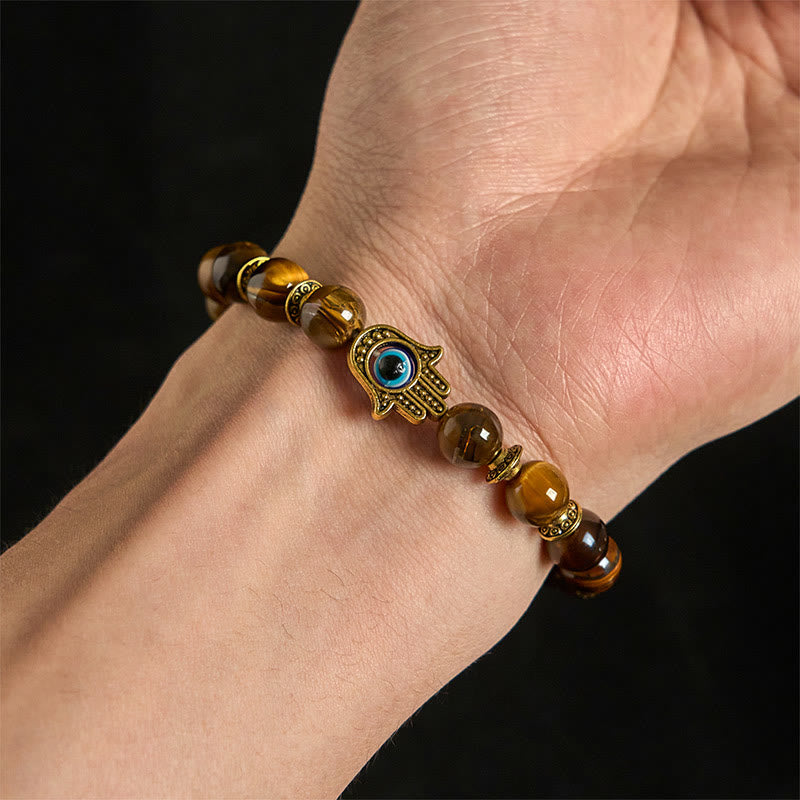 Buddha Stones Tiger Eye Beads Evil Eye Courage Armband - image 4