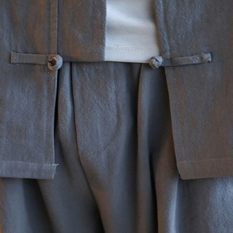 Buddha Stones 2-teiliger Zen-Tang-Anzug für Herren mit Froschknöpfen, langärmeligem Hemd und Hose, mit Taschen - image 12