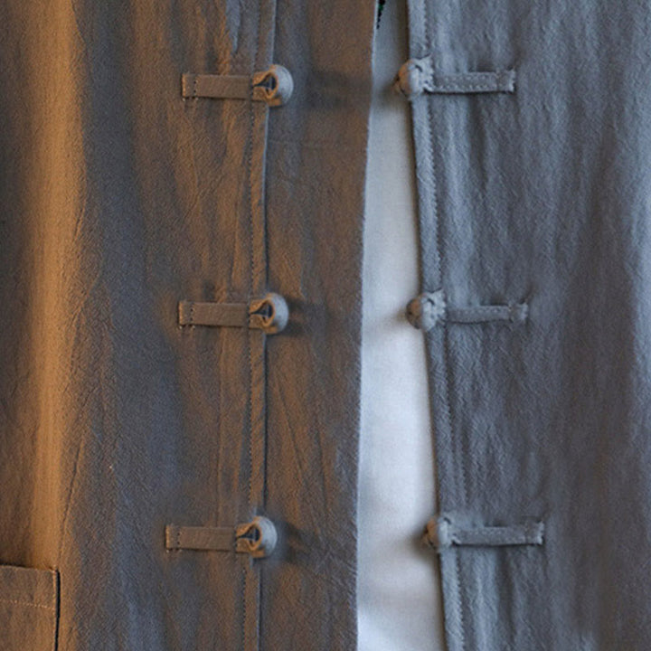 Buddha Stones 2-teiliger Zen-Tang-Anzug für Herren mit Froschknöpfen, langärmeligem Hemd und Hose, mit Taschen - image 10