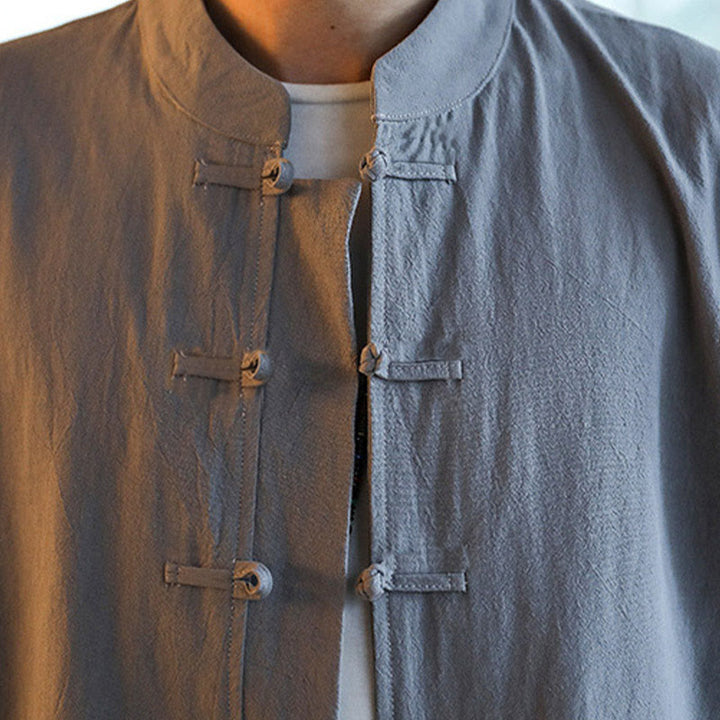 Buddha Stones 2-teiliger Zen-Tang-Anzug für Herren mit Froschknöpfen, langärmeligem Hemd und Hose, mit Taschen - image 9