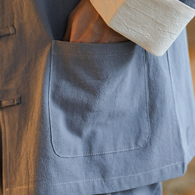 Buddha Stones 2-teiliger Zen-Tang-Anzug für Herren mit Froschknöpfen, langärmeligem Hemd und Hose, mit Taschen - image 11