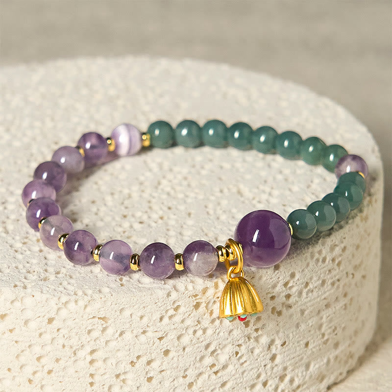 Buddha Stones Natürliches Lotus-Amethyst-Jade-Balance-Armband - Amethyst (Handgelenkumfang: 14–16 cm) - image 1