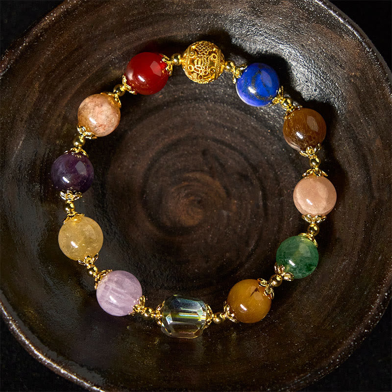 Buddha Stones Natürliche Dunhuang Bunte Perlen Amethyst Lazurite Balance Armband - image 2