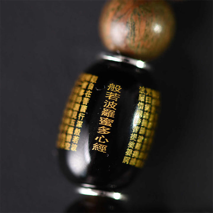 Buddha Stones Tibetisches grünes Sandelholz Goldglanz Obsidian Balance Peace Doppelwickelarmband - image 9