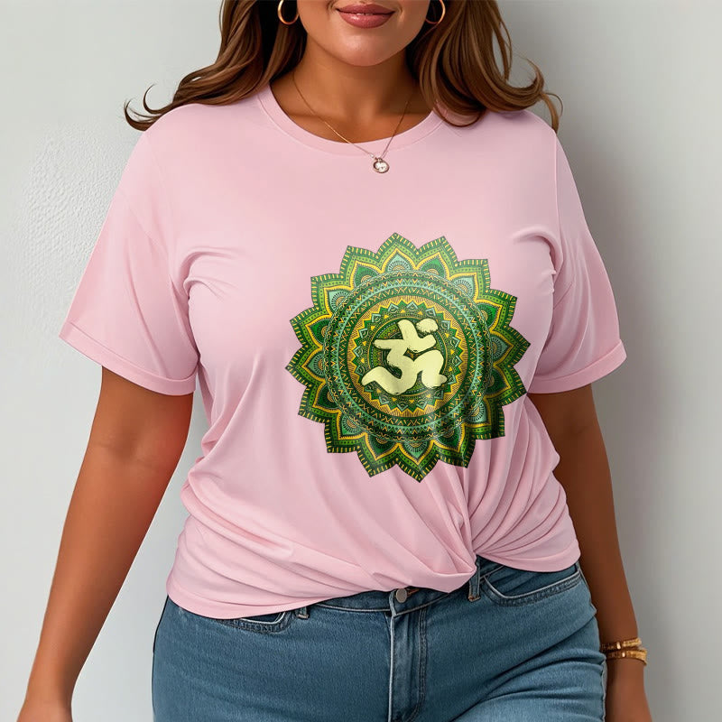 Buddha Stones Casual Grün Mandala Om Symbol Muster Baumwolle T-Shirt - image 14