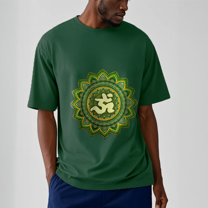 Buddha Stones Casual Grün Mandala Om Symbol Muster Baumwolle T-Shirt - image 12