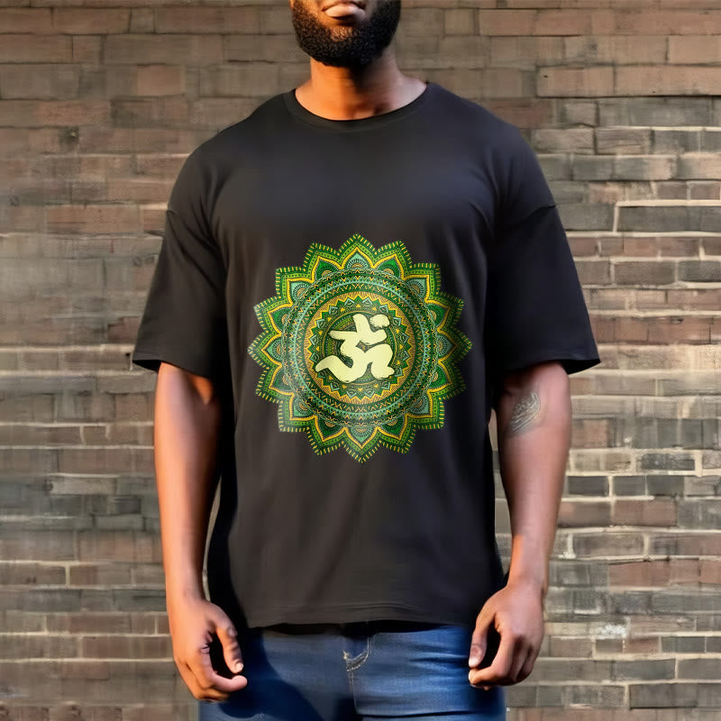 Buddha Stones Casual Grün Mandala Om Symbol Muster Baumwolle T-Shirt - image 8