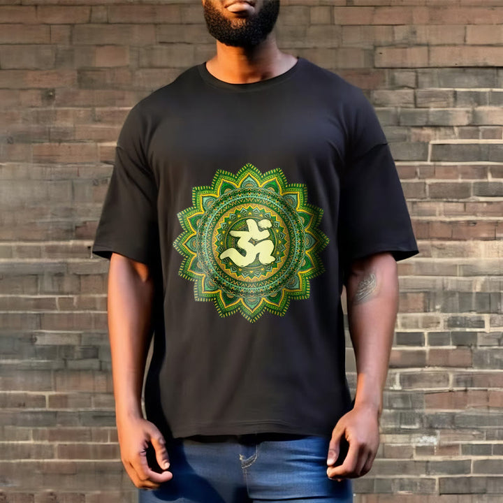 Buddha Stones Casual Grün Mandala Om Symbol Muster Baumwolle T-Shirt - image 8