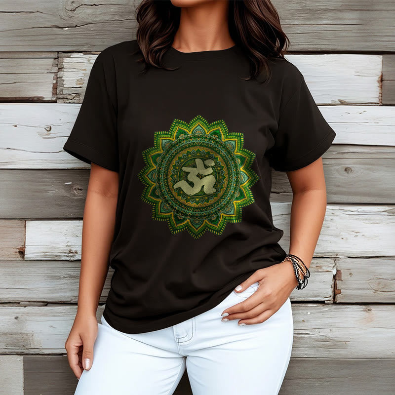 Buddha Stones Casual Grün Mandala Om Symbol Muster Baumwolle T-Shirt - image 7