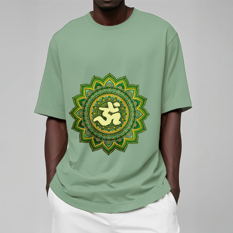 Buddha Stones Casual Grün Mandala Om Symbol Muster Baumwolle T-Shirt - image 16