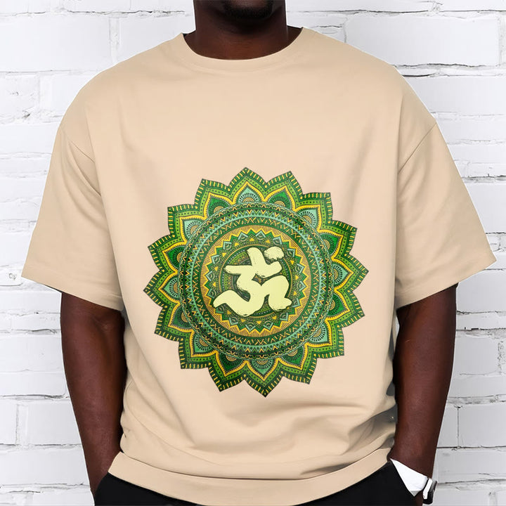Buddha Stones Casual Grün Mandala Om Symbol Muster Baumwolle T-Shirt - image 10