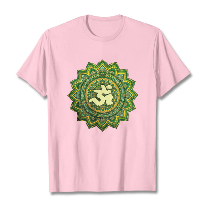 Buddha Stones Casual Grün Mandala Om Symbol Muster Baumwolle T-Shirt - Hellrosa - 2XL - image 13