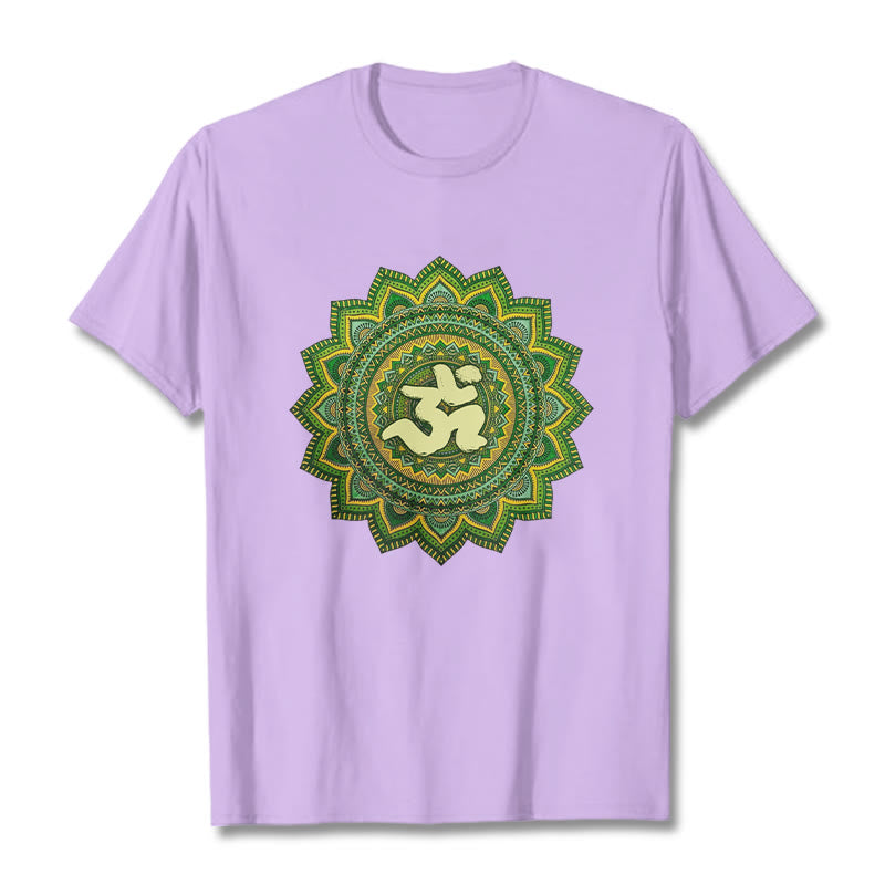 Buddha Stones Casual Grün Mandala Om Symbol Muster Baumwolle T-Shirt - Pflaume - 2XL - image 17
