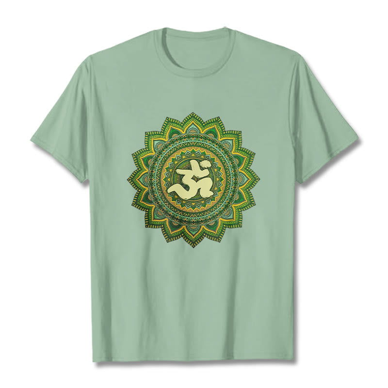 Buddha Stones Casual Grün Mandala Om Symbol Muster Baumwolle T-Shirt - Blassgrün - 2XL - image 15