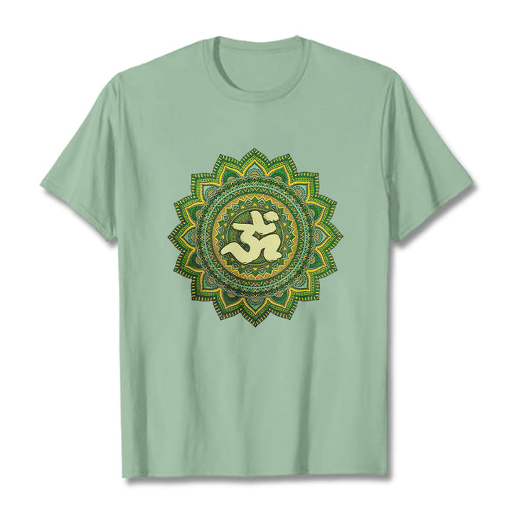 Buddha Stones Casual Grün Mandala Om Symbol Muster Baumwolle T-Shirt - Blassgrün - 2XL - image 15