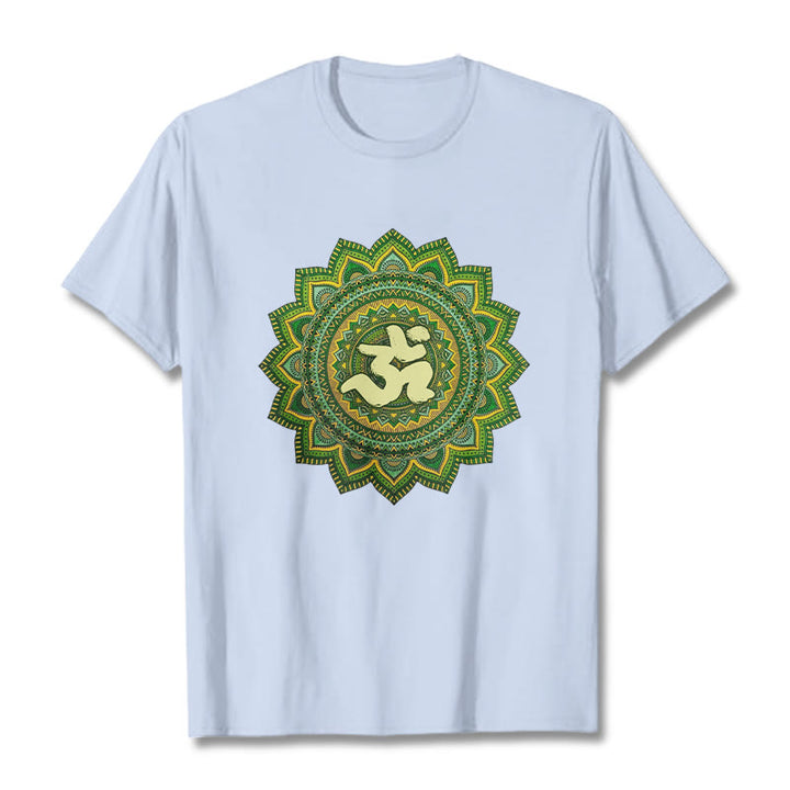 Buddha Stones Casual Grün Mandala Om Symbol Muster Baumwolle T-Shirt - HellCyan - 2XL - image 19