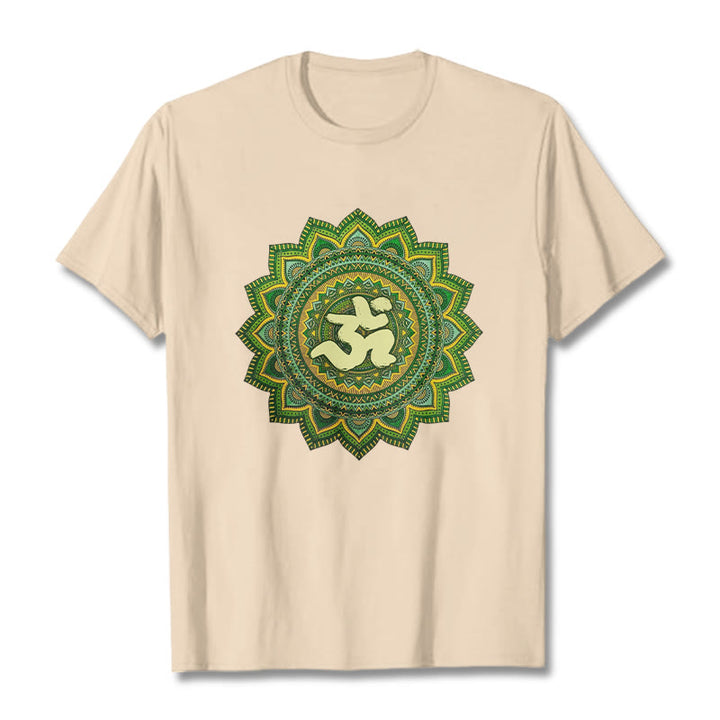 Buddha Stones Casual Grün Mandala Om Symbol Muster Baumwolle T-Shirt - Bisque - 2XL - image 9