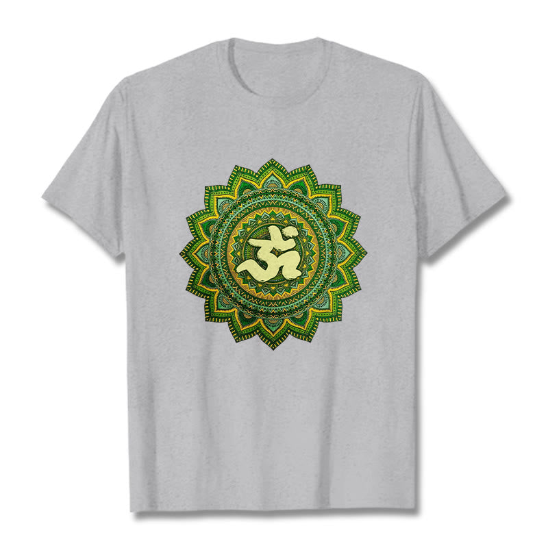 Buddha Stones Casual Grün Mandala Om Symbol Muster Baumwolle T-Shirt - Hellgrau - 2XL - image 20