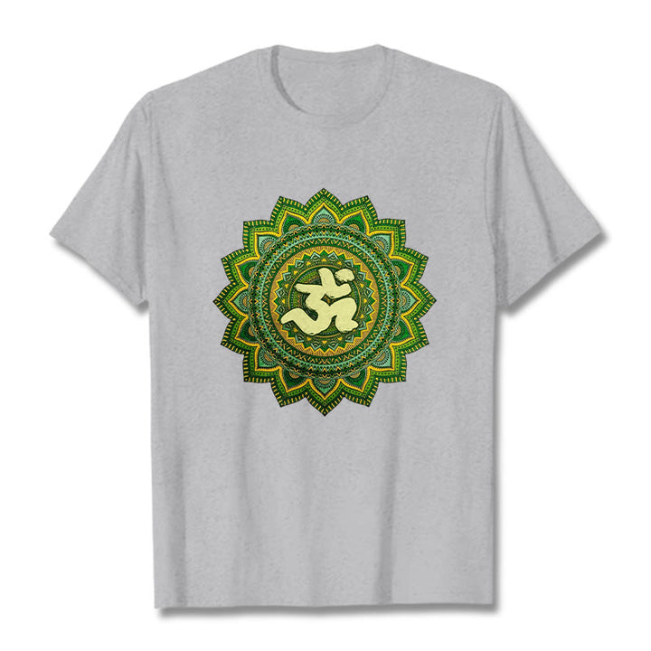 Buddha Stones Casual Grün Mandala Om Symbol Muster Baumwolle T-Shirt - Hellgrau - 2XL - image 20