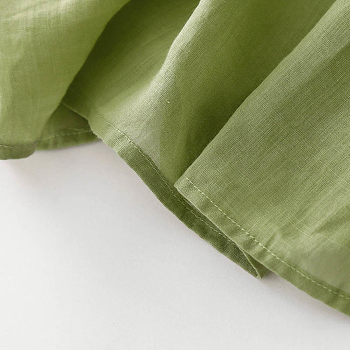 Buddha Stones – Lässiges, schlichtes Midikleid aus Baumwolle mit Akkordeonfalten, V-Ausschnitt, kurzen Ärmeln und Taschen - image 20