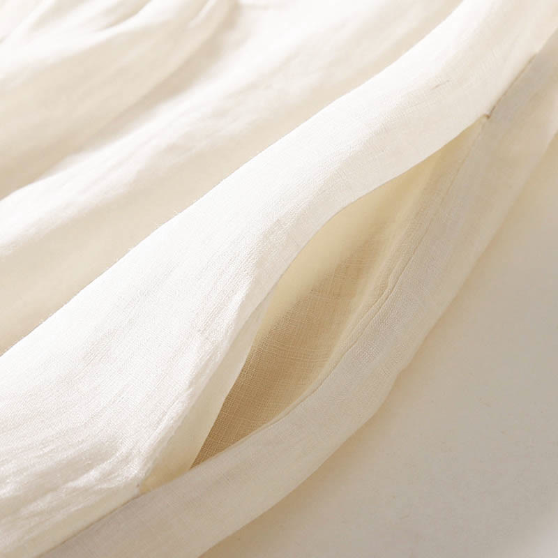 Buddha Stones – Lässiges, schlichtes Midikleid aus Baumwolle mit Akkordeonfalten, V-Ausschnitt, kurzen Ärmeln und Taschen - image 33