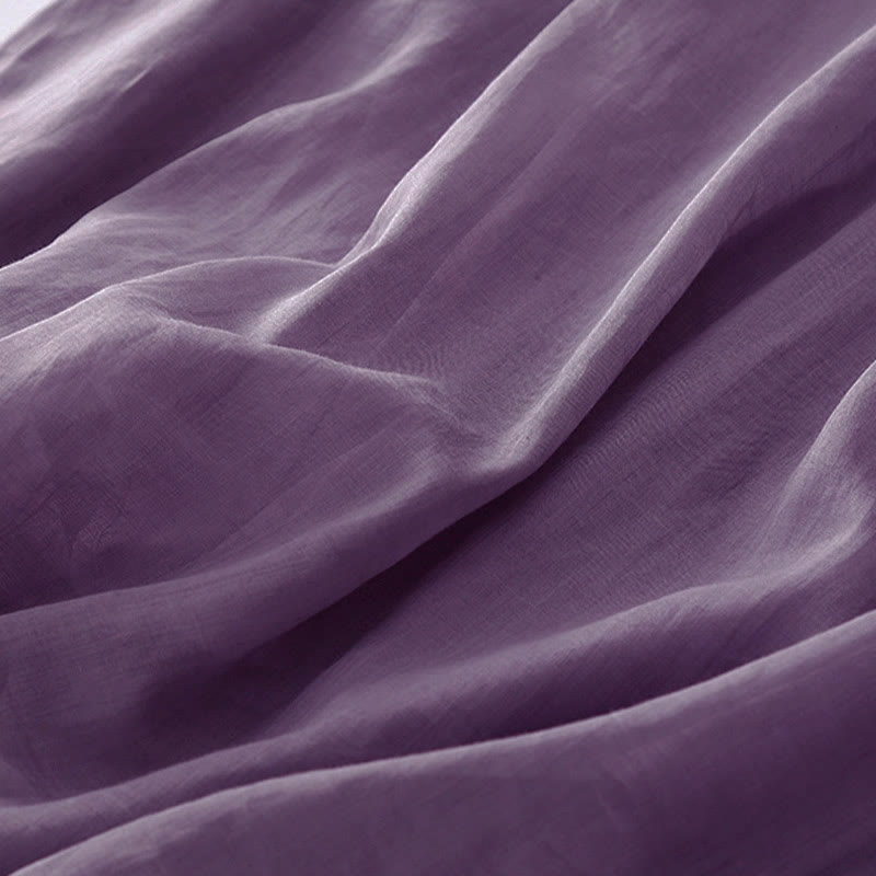 Buddha Stones – Lässiges, schlichtes Midikleid aus Baumwolle mit Akkordeonfalten, V-Ausschnitt, kurzen Ärmeln und Taschen - image 7