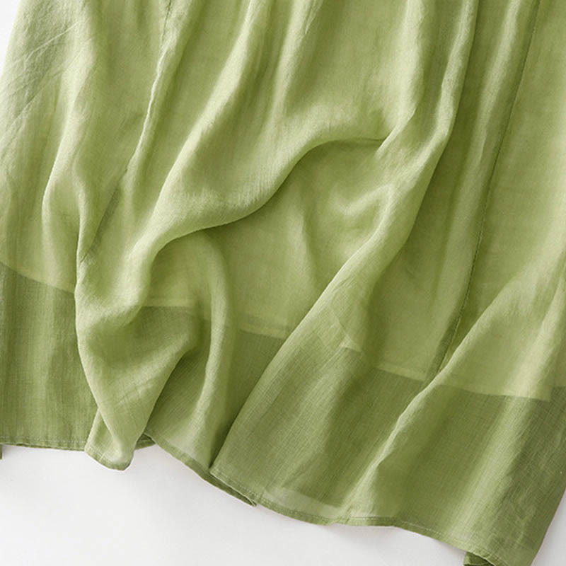 Buddha Stones – Lässiges, schlichtes Midikleid aus Baumwolle mit Akkordeonfalten, V-Ausschnitt, kurzen Ärmeln und Taschen - image 18