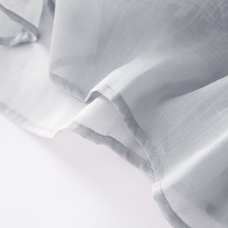 Buddha Stones – Lässiges, schlichtes Midikleid aus Baumwolle mit Akkordeonfalten, V-Ausschnitt, kurzen Ärmeln und Taschen - image 29