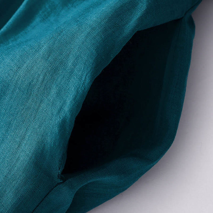 Buddha Stones – Lässiges, schlichtes Midikleid aus Baumwolle mit Akkordeonfalten, V-Ausschnitt, kurzen Ärmeln und Taschen - image 40