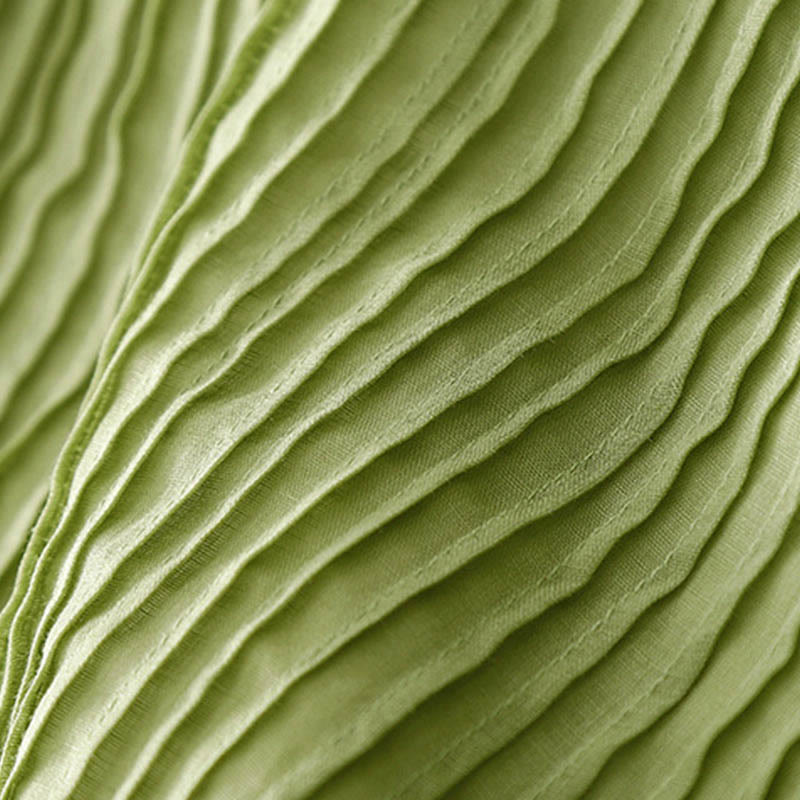 Buddha Stones – Lässiges, schlichtes Midikleid aus Baumwolle mit Akkordeonfalten, V-Ausschnitt, kurzen Ärmeln und Taschen - image 15