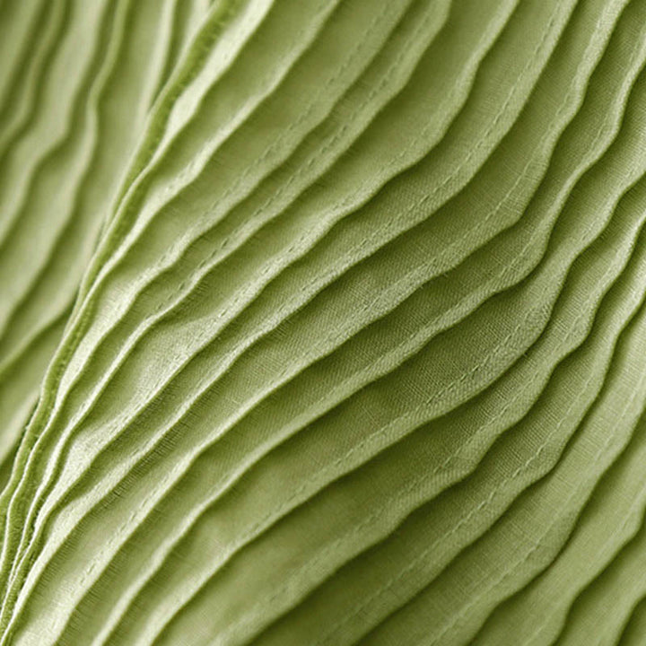 Buddha Stones – Lässiges, schlichtes Midikleid aus Baumwolle mit Akkordeonfalten, V-Ausschnitt, kurzen Ärmeln und Taschen - image 15