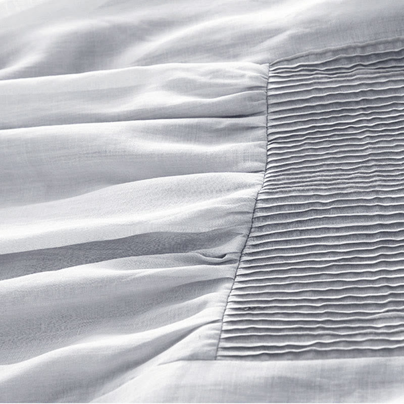 Buddha Stones – Lässiges, schlichtes Midikleid aus Baumwolle mit Akkordeonfalten, V-Ausschnitt, kurzen Ärmeln und Taschen - image 24