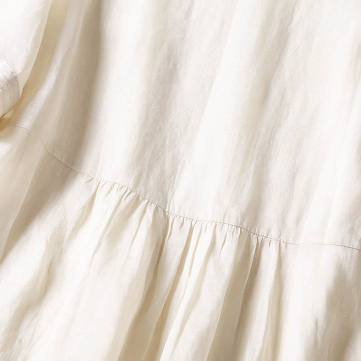 Buddha Stones – Lässiges, schlichtes Midikleid aus Baumwolle mit Akkordeonfalten, V-Ausschnitt, kurzen Ärmeln und Taschen - image 32