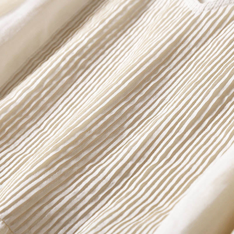 Buddha Stones – Lässiges, schlichtes Midikleid aus Baumwolle mit Akkordeonfalten, V-Ausschnitt, kurzen Ärmeln und Taschen - image 36