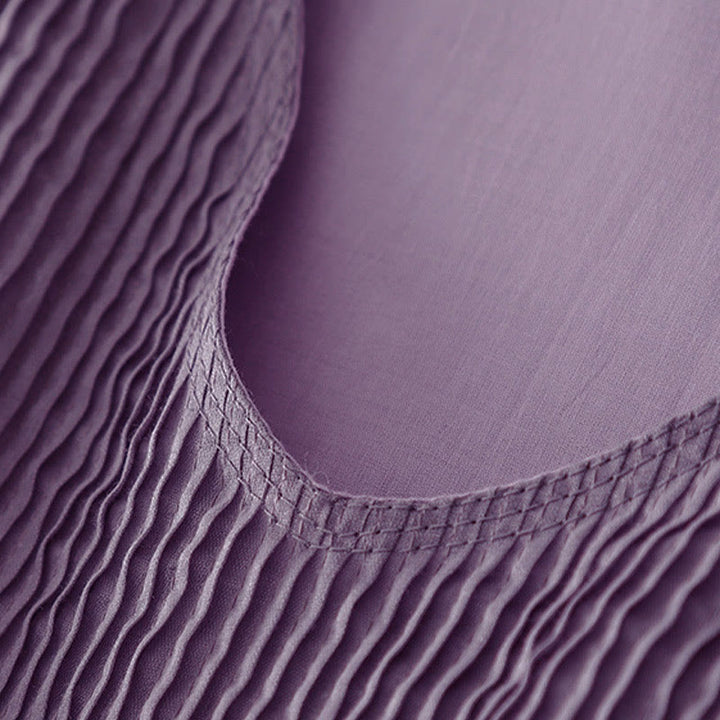 Buddha Stones – Lässiges, schlichtes Midikleid aus Baumwolle mit Akkordeonfalten, V-Ausschnitt, kurzen Ärmeln und Taschen - image 8