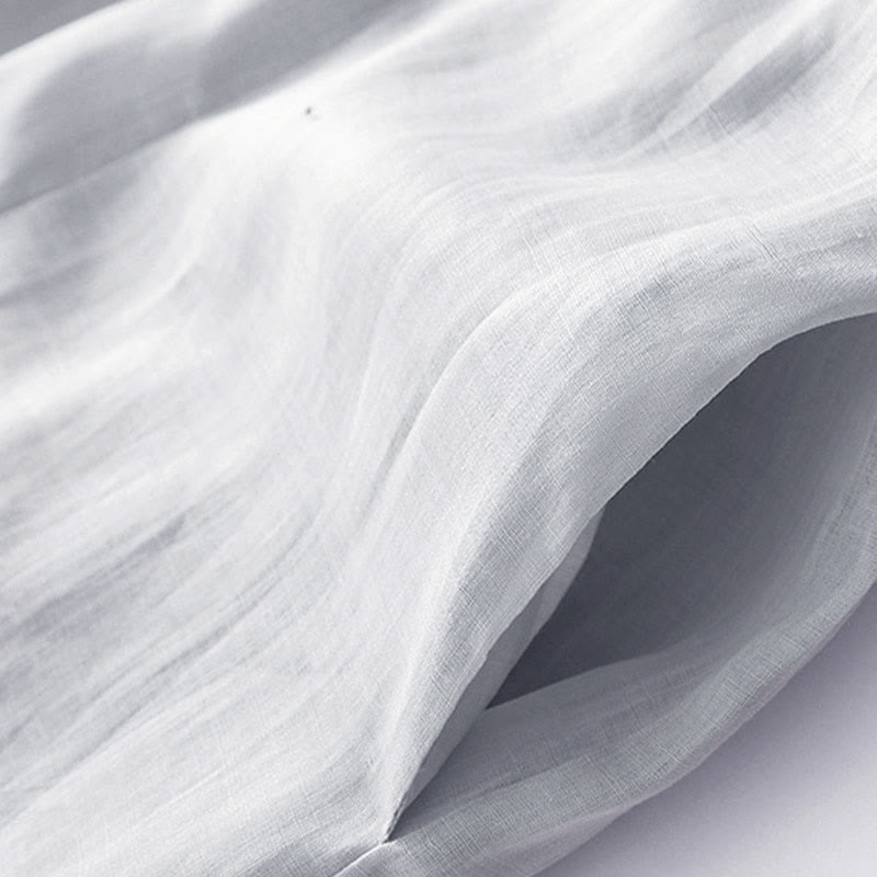 Buddha Stones – Lässiges, schlichtes Midikleid aus Baumwolle mit Akkordeonfalten, V-Ausschnitt, kurzen Ärmeln und Taschen - image 28