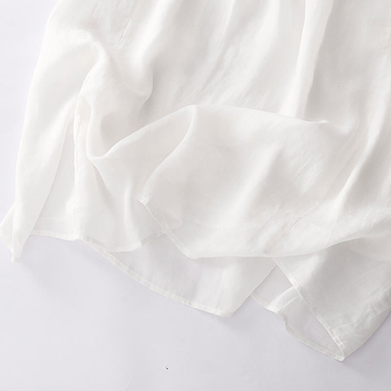 Buddha Stones – Lässiges, schlichtes Midikleid aus Baumwolle mit Akkordeonfalten, V-Ausschnitt, kurzen Ärmeln und Taschen - image 48